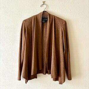 Live A Little faux suede open drape‎ front jacket